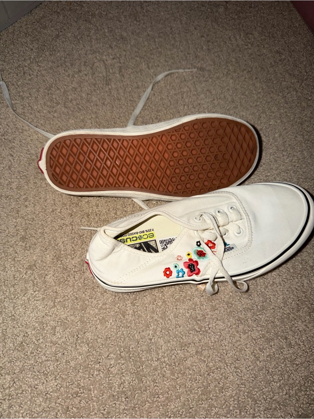 White Canvas Floral Low-Top Sneakers